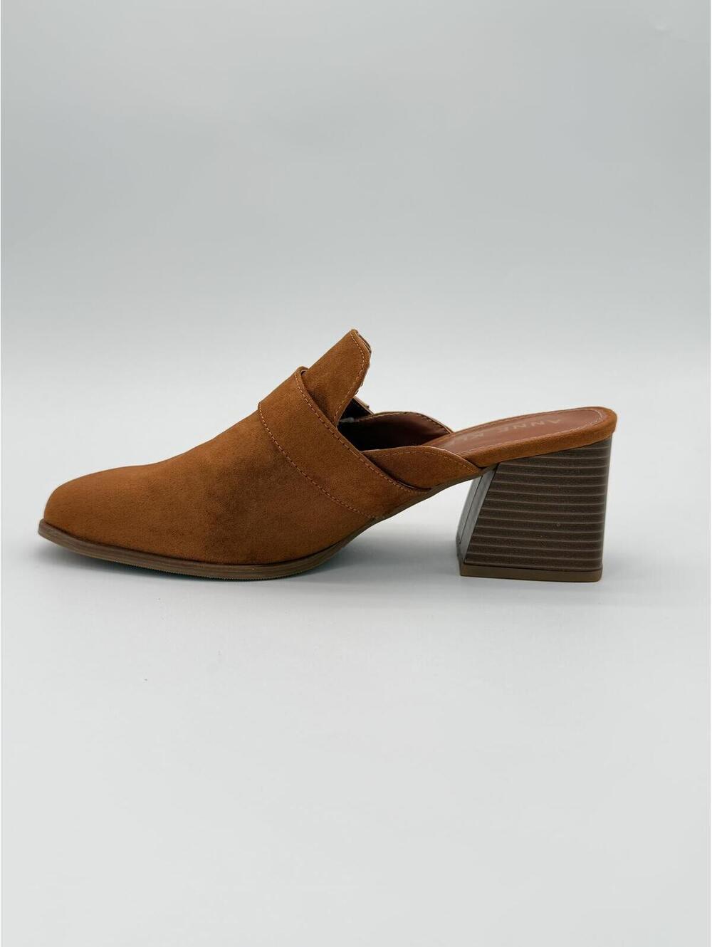 Anne Klein Cognac Mule Block Heel Slides Size 9.5M
